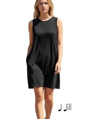 J Jill Black Sleeveless Cotton Blend Pleated Dress Size SP